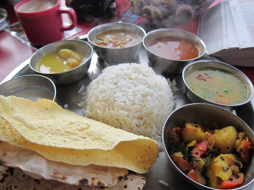 Traditional Indian thali meal